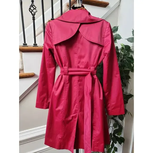 Mossimo Womens Pink Polyester Notch Collar Long Sleeve Belted Coat Jacket Small - Picture 6 of 13